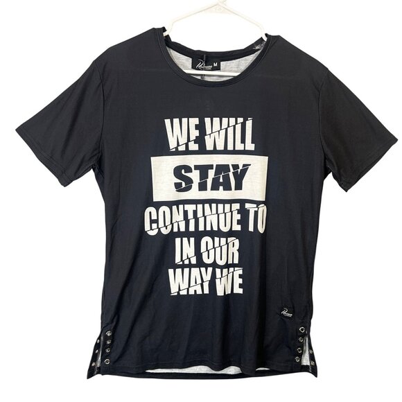 NEW Ravmen Black Label Black Tee We Will Stay Continue to In Our Way We Size M - Picture 1 of 12